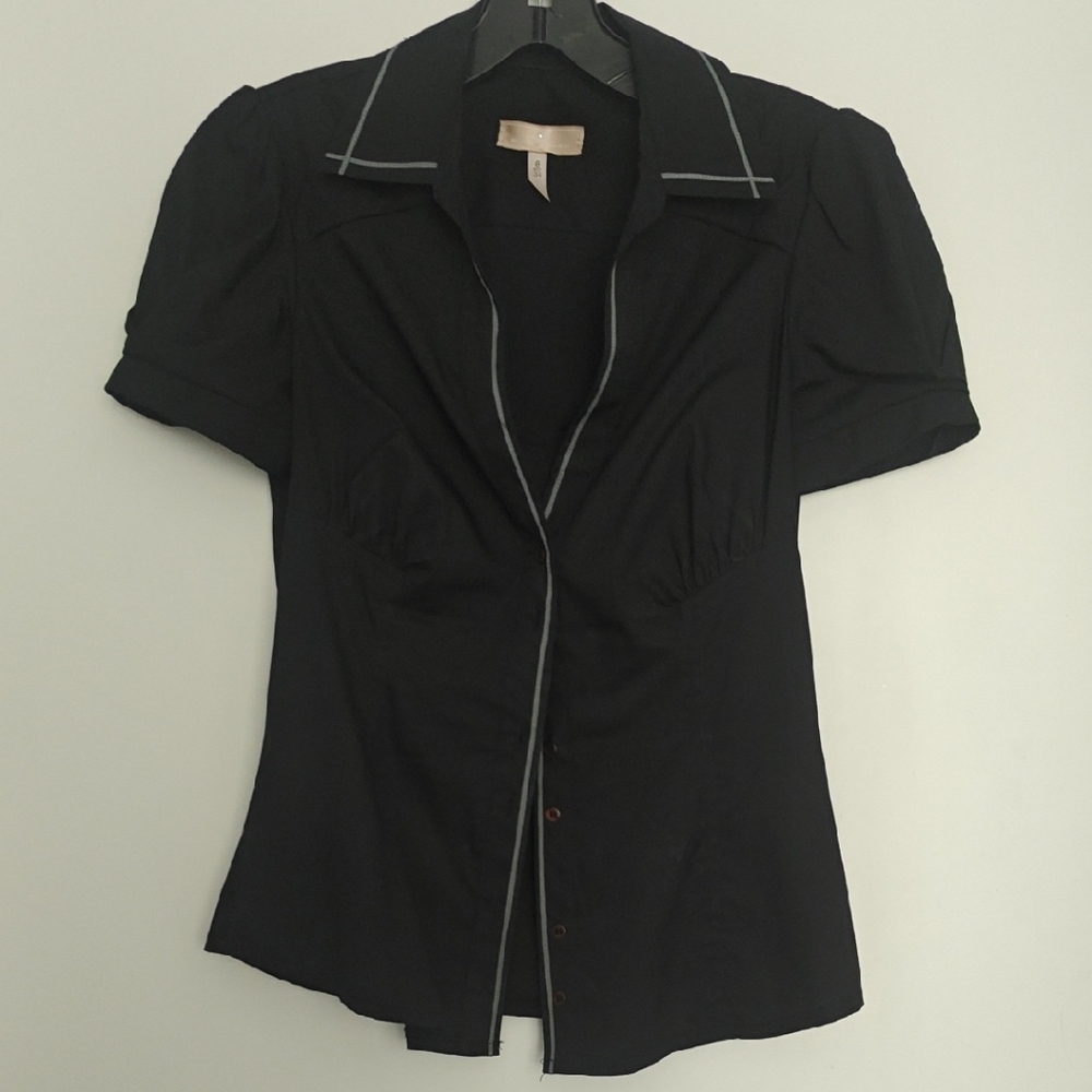 River Island Black Fitted Notched Collar Blouse